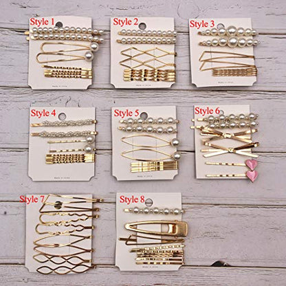 Messen Hair Pins Set Geometric Hair Clips Metal Hairpin Minimalist Hair Styling Jewelry Hair Clamps Accessories Barrettes Gold Bobby Pin for Girl Women (8 Pieces,Style 7)