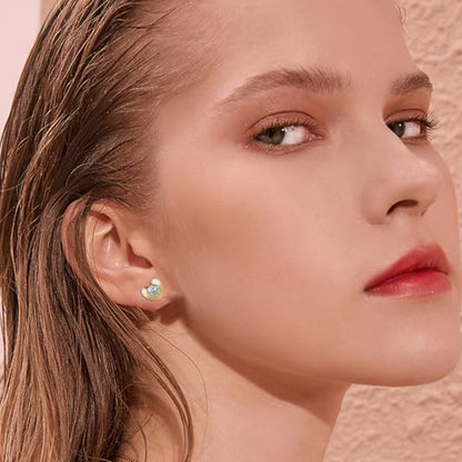 12 Pairs Ear Piercing Stud Earrings for Ear Piercing Guns, Surgical Stainless Steel Multicolor Round Heart Star Cubic Zirconia Birthstone Stud Earrings Set - style: Gold heart 4mm