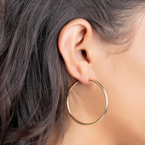 Barzel 18K Gold Plated Endless Hoop Earrings, 3mm Thick, High Polish Finish, Tarnish Free - size: 40 millimeters