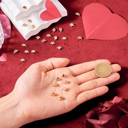 Elecrelive Crystal Heart Charms Rhinestone Heart Pendants Valentine Charms for Necklace Bracelet Earring Wedding Jewelry - color: 7 Colors Zirconia