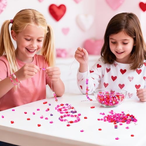 300Pcs Conversation Heart Beads,Valentine's Day Polymer Clay Beads | Conversation Heart Beads Set for Jewelry Making Bracelet Necklace Making - color: Pink Color