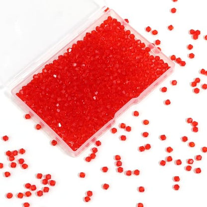 1000Pcs 4mm Faceted Crystal Glass Bicone Beads Loose Bead for DIY Bracelet Necklace Earring Keychain Jewelry Making,Ruby - color: Ruby