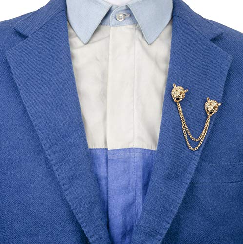 Knighthood Brooch Pin Leopard Face With Chain Shape Tassel Suit Collar Lapel Pin Accessories for Men Women