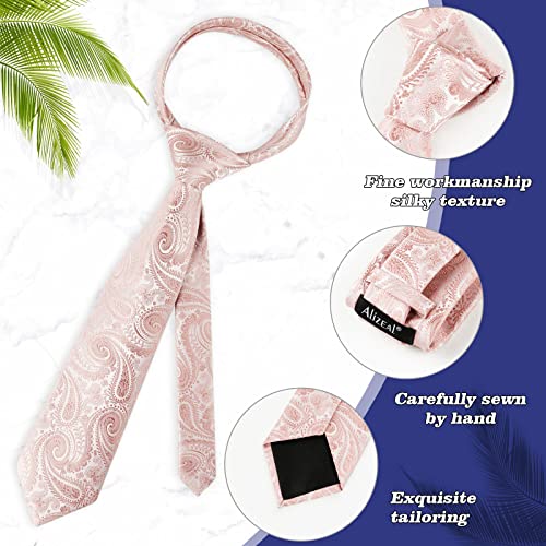 Alizeal Mens Gradient Paisley Necktie and Pocket Square Set | Elegant Design Perfect for Weddings Banquets Business Formal Events - color: 143-blush Pink