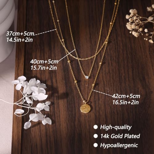 Ewrkbr Layered Necklaces for Women,Dainty Gold Necklace Stack 14k Gold Plated Layering Chain Choker Necklace Set Simple Statement Gold Necklaces for Women Trendy Waterproof Jewelry - color: Gold-Set1