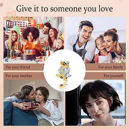 Annmors S925 Clip Spacer Safety Chain Stopper Charms for Pandora, Gift Mom Daughter Friend Sister Wife Grandma Girlfriend Fmaily On Christmas Mothers Valentines Halloween Graduation - color: F02-Gold Bee Stopper