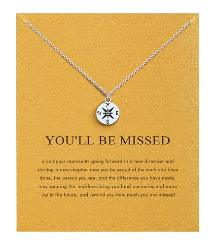 Silver Necklaces for Women Teens, Best Friend Necklace Sister Daughter Gift | Horseshoe Butterfly Swan Wave Evil Eye Necklace Graduation Chritmas Birthday Gifts for Women, Stainless Steel - style: Compass