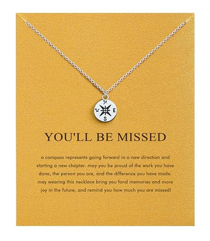 Silver Necklaces for Women Teens, Best Friend Necklace Sister Daughter Gift | Horseshoe Butterfly Swan Wave Evil Eye Necklace Graduation Chritmas Birthday Gifts for Women, Stainless Steel - style: Compass