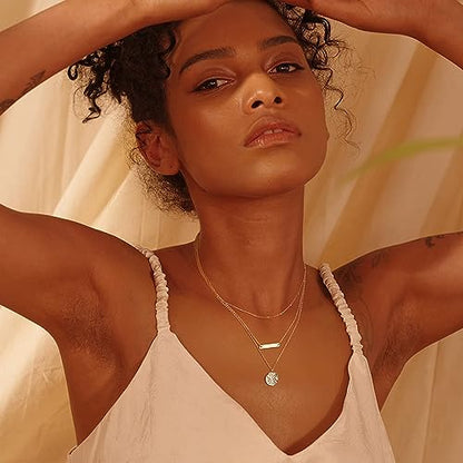 Fettero Pendant Necklace Gold Choker Layered Coin Open Karma Circle Full New Crescent Moon 14K Gold Plated Simple Dainty Necklaces for Women Jewelry Gift - style: Bar & Coin / 3 Layer
