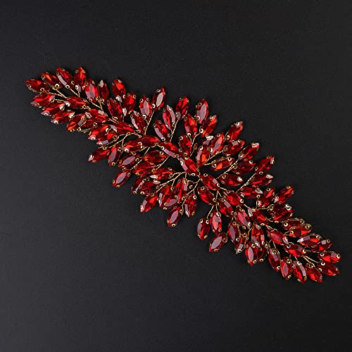 JWICOS Bridal Headband Crystal Wedding Hair Vine - Headpieces for Bride & Girls (Red) - color: Red