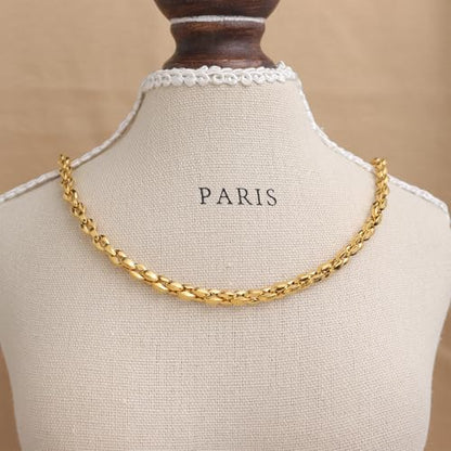 Jean Beau Gold Choker Necklace for Women, Simple 18K Gold Plated Adjustable Link Chain Prom Jewelry Gifts - color: Rolo