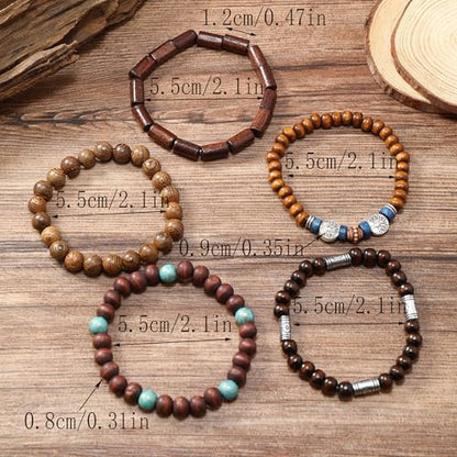 Wood Bead Necklace Africa Wooden Chain Statement Unisex Chunky Necklaces - color: 5 Necklace