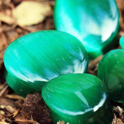 Pierced Owl - Natural Green Cat's Eye Stone Double Flared Tear Drop Plugs, Sold as a Pair - style: 10mm (00GA)