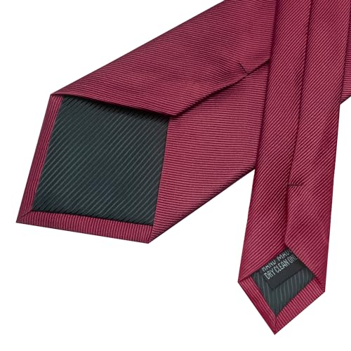 JEMYGINS Formal Necktie Solid Color Tie and Pocket Square with Tie Clip Lapel Pin Sets for Men 4PCS - color: Burgundy