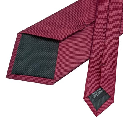 JEMYGINS Formal Necktie Solid Color Tie and Pocket Square with Tie Clip Lapel Pin Sets for Men 4PCS - color: Burgundy