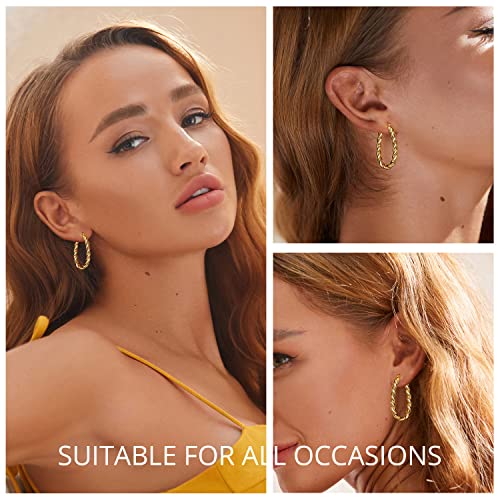 14K Gold Plated Hoop Earrings 925 Sterling Silver Post Earring for Women - color: Gold