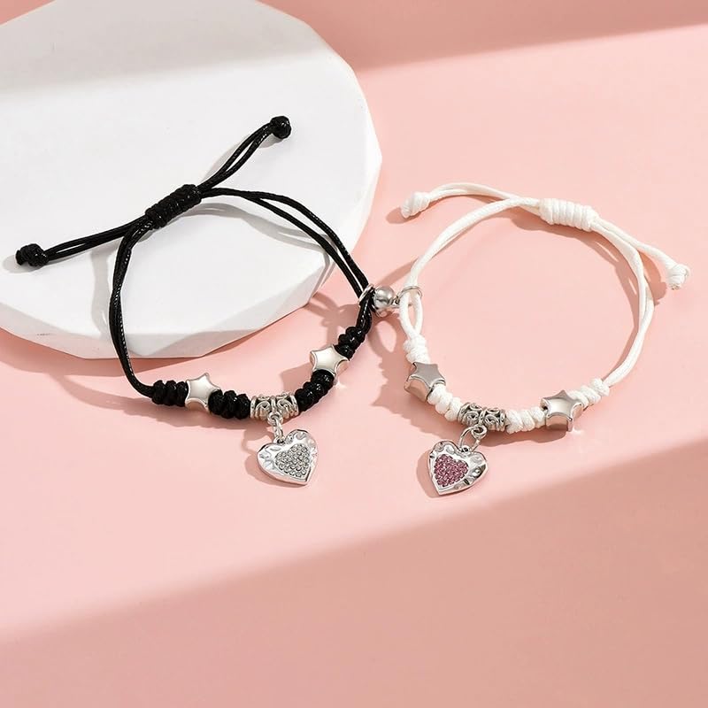 Matching Bracelets for Girlfriend Boyfriend, Couples Bracelets for Her Him, Matching Bracelet for Couples, Friendship Bracelets for Best Friends, Christmas Birthday Valentines Gifts for Women Men - style: Heart