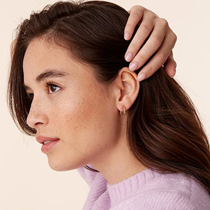 PAVOI 14K Gold Plated Split Huggie Hoop Earrings for Women, Hoop Earrings | Hypoallergenic Earrings with 925 Sterling Silver Posts, Trendy Split Multi Hoop Earrings - style: Rope