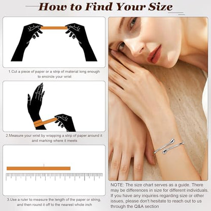 REVOLIA Teardrop Cuff Bracelet for Women Gold Open Cuff Bangle Bracelet Adjustable Minimalist Thin Bangle Wrist Cuff Bracelet Jewelry - color: Silver