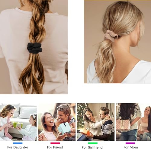 Hair Scrunchies for Women - Hair Ties No Damage Both for Thick Hair or Thin Hair Curl Hair No Crease Gray Scrunchies Ponytail Holder No Hurt Your Hair - color: Gray