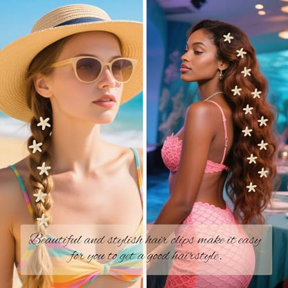 YISSION 20 Pcs Mini Pearl Starfish Hair Clips Cute Gold Hair Pins Small Hair Barrettes Starfish Hair Clip Mermaid Hair Accessories for Girls Women Beach Party - color: Gold & White Pearl