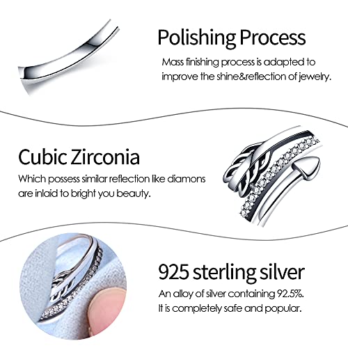 KUNSIR 925 Sterling Silver Rings Classic Cubic Zirconia Eternity Promise Statement Anniversary Wedding Bands Engagement Rings for Women Infinity Forever Love Ring Size 7-9 - style: 1-Encircling Arrow Ring