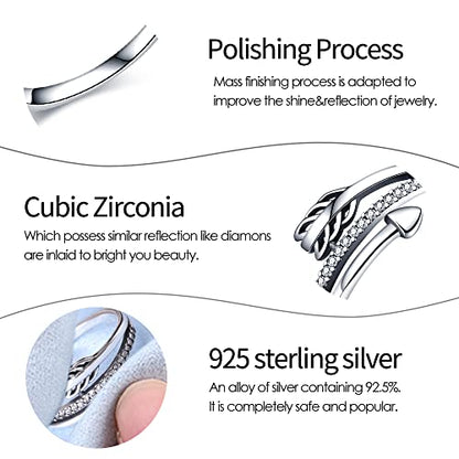 KUNSIR 925 Sterling Silver Rings Classic Cubic Zirconia Eternity Promise Statement Anniversary Wedding Bands Engagement Rings for Women Infinity Forever Love Ring Size 7-9 - style: 1-Encircling Arrow Ring