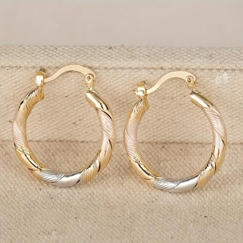White Gold & Gold Plated Twisted Hoop Earrings for Women Daily Evening Parties Wear Lightweight Jewelry Earring Gift for Her