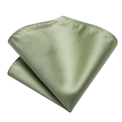 Solid Color Tie and Pocket Square with Tie Clip Lapel Pin Silk Formal Necktie Set Wedding Formal - color: Sage Green