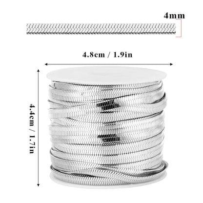 33FT 4mm Stainless Steel Chains Snake Chains Roll Bulk for Jewelry Making | 304 Stainless Steel Flat Snake Chains Roll Spool for DIY Craft Necklace Bracelet - color: 4.0mm Stainless Steel Flat Snake Chains