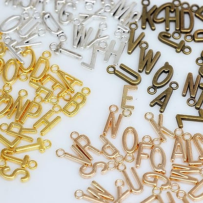 stino 200Pcs A-Z Metal Letter Charms for Jewelry Making, Capital Alphabet Initial Charms - color: 104PCs Letters Mixed Color