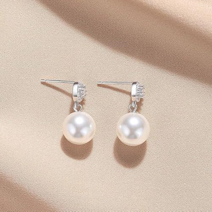 Double Pearl Drop Earrings for Women 925 Sterling Silver | 18k Gold Plated Big Large Pearl Dangle Earrings Pearl Dangling Stud Earring Bridal Wedding Jewelry Birthday Gifts for Mom - color: I-White
