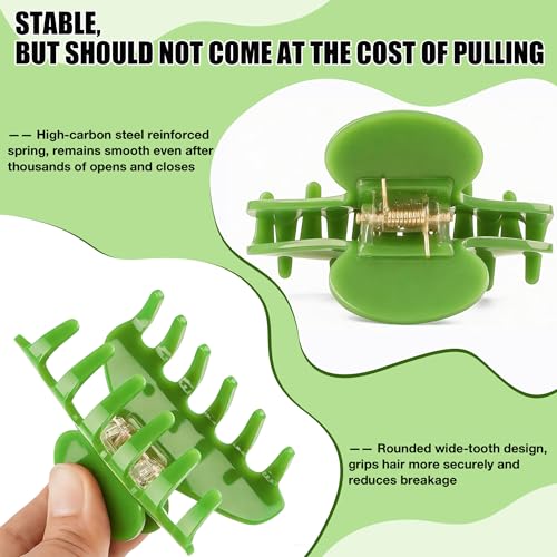 Big Hair Claw Clips for Thick Hair, Nonslip Large Green Hair Clip | Celluloid Butterfly Jaw Clips, Strong Hold for Women，Rounded teeth, no pull，Acetate: 3x tougher，Smooth spring, easy open - color: Green Claw Clip