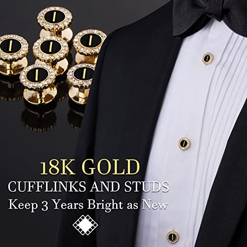 HAWSON 18K Gold Tone Initial Cufflinks for Men with Tuxedo Studs - Gift Boxed, Stylish Men's Jewelry Accessories for Weddings, Birthdays, Anniversaries, Father's Day - color: I-Cufflinks & Studs Set