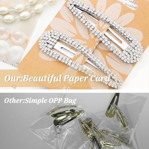 KANPRINCESS Hair Clip, 2Pcs 2.4Inch Rhinestone, Silver, Hair Barrettes for Women Girls Bridal, Wedding, Party, Prom