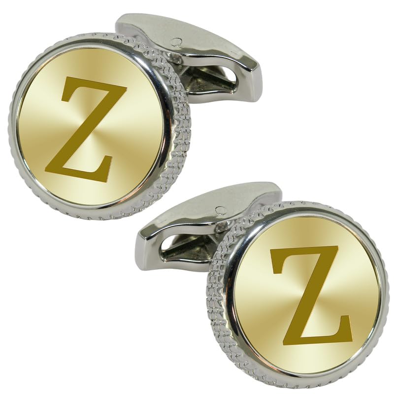 Mens Classic Stainless Steel Initial Cufflinks 26 Alphabet Letter Cufflinks Business Wedding Anniversary Birthday Tuxedo Studs Shirts A-Z (Z)