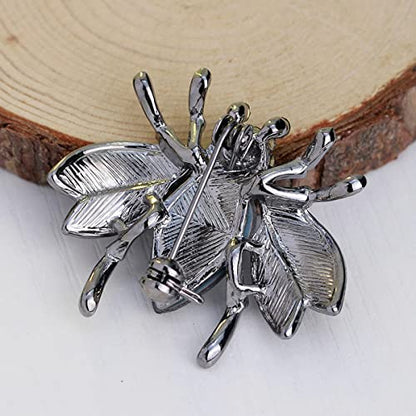 seven wolves Women Crystal Bouquet Brooch Pin All-Match Accessories Rhinestone Brooches and Pins - color: Blue C