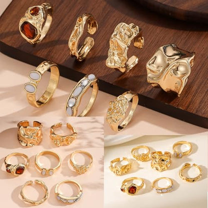 CHICUTIE Knuckle Rings Set For Women Stackable Joint Finger Midi Rings Dainty Cubic Crystal Zirconia Hollow Twist Cute Pack Jewelry Gift - color: Gold