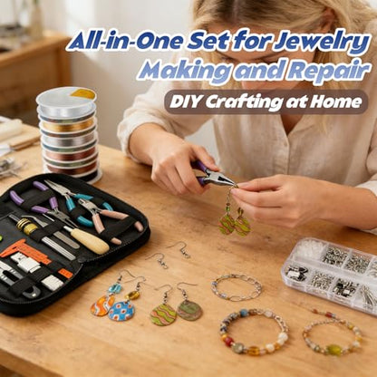 Queenme Jewelry Making Tools Kit: Necklace Repair Set for Adults | Jewelry Making Supplies Kit with Pliers Wires and Findings, Jewelry Repair and Beading, for Bracelet Earring, Crafters DIY
