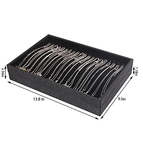Julysky 2 Pcs/set Stackable Jewelry Organizer Trays，Necklace Tray+Necklace Tray, Jewelry Displays for Selling,Black - size: Necklace Tray + Necklace Tray