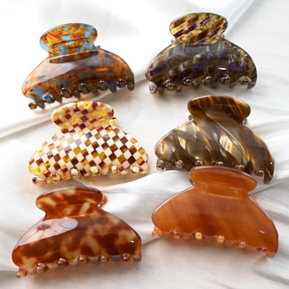 Handmade Celluloid Acetate French Design Barrettes Tortoise Shell Claws Hair Claw Luxury Fashion Accessories Hair Clip for Women (brownblue) - color: brownblue