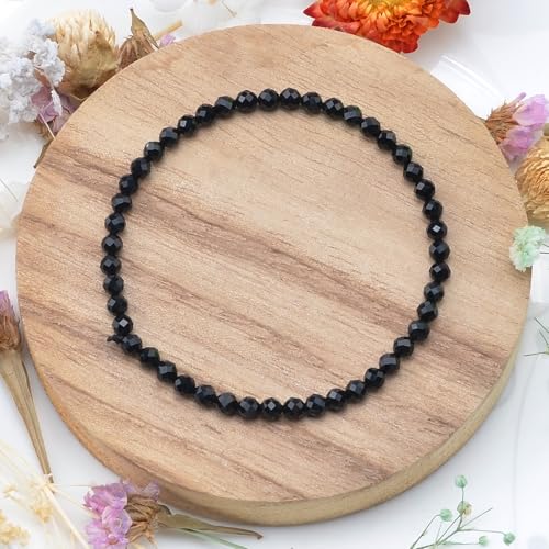 MASSIVE BEADS Natural Genuine Gemstone Beads Healing Crystal Chakra Reiki Jewelry Faceted Round Beads Bracelets 3mm - color: Black Onyx
