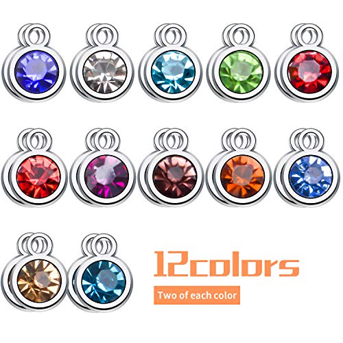 Aylifu Birthstone Charms Crystal Pendant Charms 12 Months Birth Charms for Necklace Bracelet Earring - color: 12 Birthstone Colors