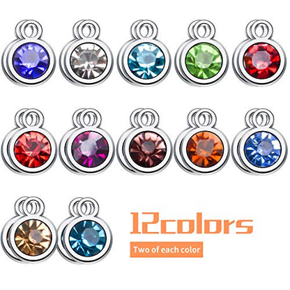 Aylifu Birthstone Charms Crystal Pendant Charms 12 Months Birth Charms for Necklace Bracelet Earring - color: 12 Birthstone Colors