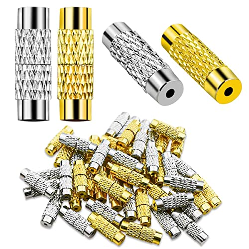 50 Pcs Brass Screw Twist Clasps for Jewelry Making - Barrel Clasp, Cord End Caps for DIY Bracelet and Necklace - Brass Barrel Tube Fastener, Jewelry End Tip Sets, Craft Supplies, Waist Beads
