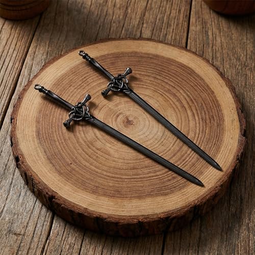 Retro Hair Sticks 2 Pcs Metal Sword Hair Pins for Women Hair-Acceossories for Renaissance Festivals, Halloween Thick-Hair & Updos
