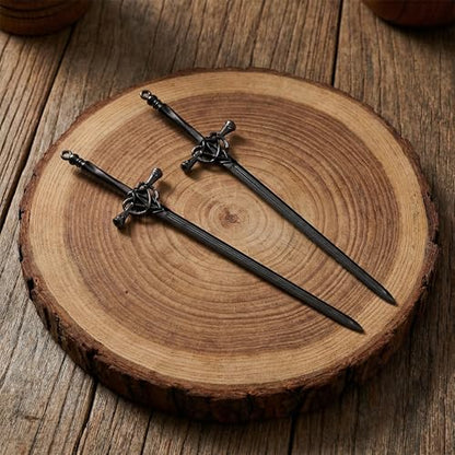 Retro Hair Sticks 2 Pcs Metal Sword Hair Pins for Women Hair-Acceossories for Renaissance Festivals, Halloween Thick-Hair & Updos