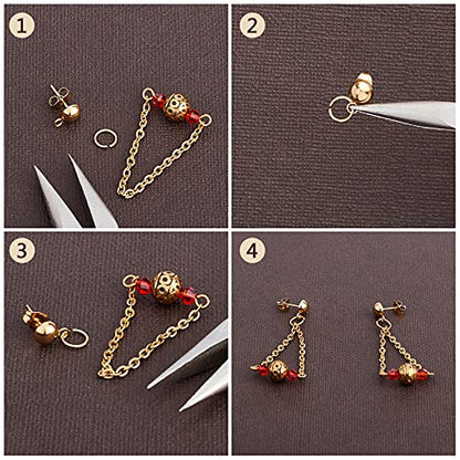 UNICRAFTALE 10mm Half Ball Post Earring Studs for DIY Jewelry Making