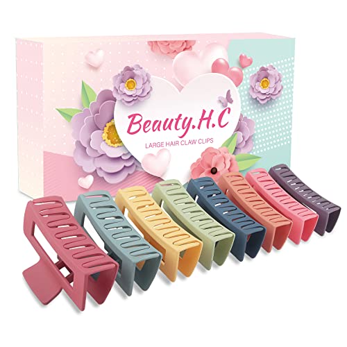 Hair Clip, 8PCS Large Colorful Square Claw Clips for Thick Thin Curly Long Hair, Strong Hold, Nonslip, Pastel Matte, 4.1 Inches, Women Girls, Gift | Banana clips, 4.3 inch, strong hold, pastel matte, 8 colors, gift set, daily use, for thick thin curly hai