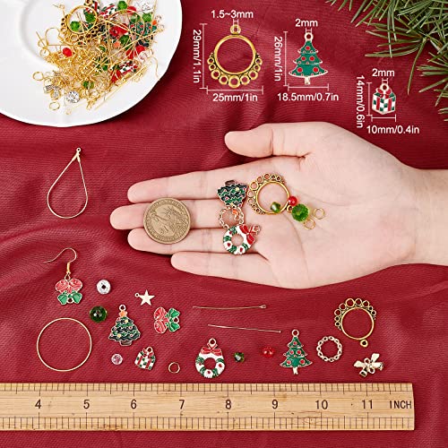SUNNYCLUE 1 Box 8 Pairs Christmas Enamel Charms Christmas Tree Charms Earring Making Kit Jingle Bell Pendants for Jewelry Making Czech Faceted Glass Beads Chandelier Links for Earrings Adult - color: 5-diy-8 Pairs Christmas Enamel Earrings